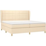  Krevet s oprugama i madracem krem 200 x 200 cm od tkanine | shoptok.hr