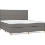  Box spring postelja z vzmetnico temno siva 200x200 cm blago, (20761225) | Shoptok.si