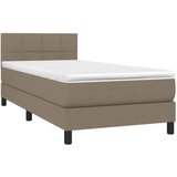  Krevet box spring s madracem LED smeđesivi 90x200 cm tkanina | shoptok.hr