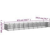  Zunanji pasji boks jeklo 16,89 m² - - črna - 102.1 - 873 x 193.5 x 100 cm - | Shoptok.si