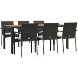  7-dijelni vrtni blagovaonski set s jastucima crni od poliratana | shoptok.hr