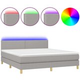  Box spring postelja z vzmetnico LED sv. siva 160x200 cm blago, (20930283) | Shoptok.si