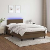  Box spring postelja z vzmetnico LED tem. rjava 120x200 cm blago, (20725910) Cene