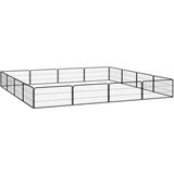  Ograda za pse s 16 panela crna 100 x 50 cm čelik obložen prahom | shoptok.hr