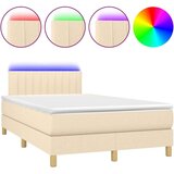  Box spring postelja z vzmetnico LED krem 120x200 cm blago, (20726801) | Shoptok.si