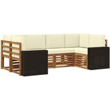  Sekcijska garnitura s jastukom 6 pcs Prirodna i krem Poliester | shoptok.hr