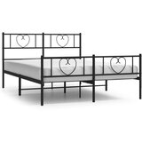 vidaXL Kovinski posteljni okvir z vzglavjem in vznožjem črn 135x190 cm | Shoptok.si