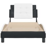 vidaXL Posteljni okvir z vzglavjem črn in bel 100x200 cm umetno usnje | Shoptok.si