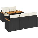  6-dijelni set vrtnih sofa s jastucima crni od poliratana bagrem | shoptok.hr