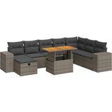 Maison Chic Seti vrtnega pohištva - Vrtna garnitura - Vrtni pohištvo set z blazinami 9-delna siv ratan/akacija, (21804581) | Shoptok.si