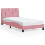  Posteljni okvir z LED lučkami roza 100x200 cm žamet Cene