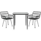  3-dijelni vrtni blagovaonski set od poliratana crni Crna 80 x 80 x 74 cm | shoptok.hr