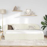  Kutni okvir kreveta s uzglavljem Krema 90 cm x 200 cm Baršun | shoptok.hr