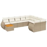 Maison Chic Seti vrtnega pohištva - Vrtna garnitura - Vrtni pohištvo set 10-delna z blazinami bež poli ratan, (21811705) | Shoptok.si