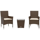  3-dijelni bistro set s jastucima smeđi od poliratana i stakla | shoptok.hr