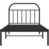  Metalni okvir za krevet s uzglavljem crni 100x190 cm | Eponuda.com