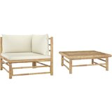 The Living Store Vrtna garnitura s kremno belimi blazinami 2-delna bambus - Vrtna Počivalna Garnitura, (21472017) | Shoptok.si