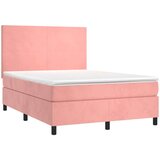  Box spring postelja z vzmetnico roza 140x200 cm žamet, (20894269) | Shoptok.si