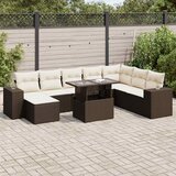  9-dijelni set vrtnih sofa s jastucima poliratan smeđi | shoptok.hr