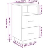 vidaXL Nočne omarice z 2 predaloma 2 kosa dim. hrast 36x36x68 cm | Shoptok.si
