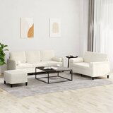 vidaXL Sedežna garnitura 3-delna z vzglavniki krem žamet | Shoptok.si