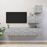 The Living Store Komplet TV omaric 4-delni betonsko siva iverna plošča - Komplet TV Omaric, (21374299) Cene