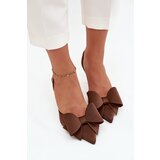 Boto High heels with open heels and bow Brown Eklevia | shoptok.hr