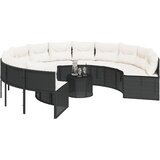  Vrtna sofa sa stolom i jastucima okrugla crna od poliratana | shoptok.hr