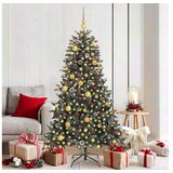 vidaXL Umjetno božićno drvce Zelena 180 cm PVC Plastika i Čelik - 180 cm s LED-ima i zlatnim/brončanim lopticama Cijene