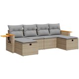 vidaXL 6-dijelni set vrtnih sofa s jastucima bež od poliratana | shoptok.hr
