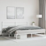  Metalni okvir za krevet s uzglavljem bijeli 183x213 cm | shoptok.hr