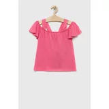 United Colors Of Benetton Dječja pamučna bluza boja: ružičasta, glatka