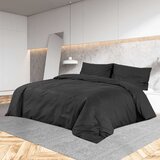  Set posteljine za poplun crna 260 x 240 cm pamučni | shoptok.hr