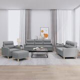  The Living Store Sedežna garnitura 4-delna z blazinami svetlo sivo blago - Komplet Sedežne Garniture, (21449175) | Shoptok.si