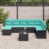  Vrtna sedežna garnitura z blazino 9 pcs Črna Poly ratan, (5000143671) | Shoptok.si