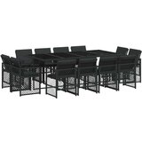 vidaXL 13-dijelni vrtni blagovaonski set s jastucima poliratan crni | shoptok.hr