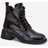 VINCEZA Patent Leather Insulated Women's Block Heeled Boots | Shoptok.si