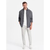 Ombre Men's pants with a classic cut in a delicate check - beige | Shoptok.si