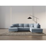 Cosmopolitan Design Svijetlo plava baršunasti sklopiva/s prostorom za odlaganje kutna garnitura (s desnim kutom/u obliku slova "U") Kyoto – | shoptok.hr