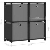 Police za izlaganje s 4 kutije crne 69x30x72,5 cm od tkanine | shoptok.hr