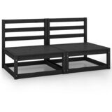 Maison Chic Vrtni sredinski kavč - Zunanji kavč 2 kosa črna trdna borovina, (22040812) | Shoptok.si
