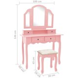 vidaXL Mizica za ličenje s stolčkom roza 100x40x146 cm les pavlovnije | Shoptok.si