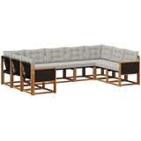  Set vanjskih sofa s jastukom 9 pcs Prirodna i Svjetlosiva | shoptok.hr