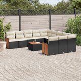Maison Chic Seti vrtnega pohištva - Vrtna garnitura - Vrtni pohištvo set 12-delna z blazinami črn poli ratan, (21810140) | Shoptok.si