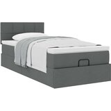 vidaXL Otomanski posteljni okvir z vzmetnico siv 90x200 cm blago | Shoptok.si