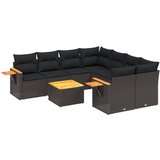 The Living Store Vrtna sedežna garnitura 9-delna z blazinami črn poli ratan - Vrtna Sedežna Garniture, (21455388) | Shoptok.si