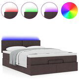  Otomanska postelja z vzmetnico & LEDs rjav 140x190 cm blago, (22011682) | Shoptok.si