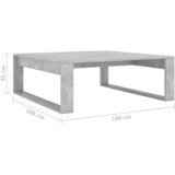  Stolić za kavu siva boja betona 100x100x35 cm konstruirano drvo | Shoptok.si
