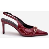 Boto Lacquered Stiletto Heels With Gold Buckle Bordeaux Vivae | ePonuda.com