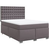 vidaXL Box spring postelja z vzmetnico siva 140x200 cm umetno usnje, (21309501) | Shoptok.si